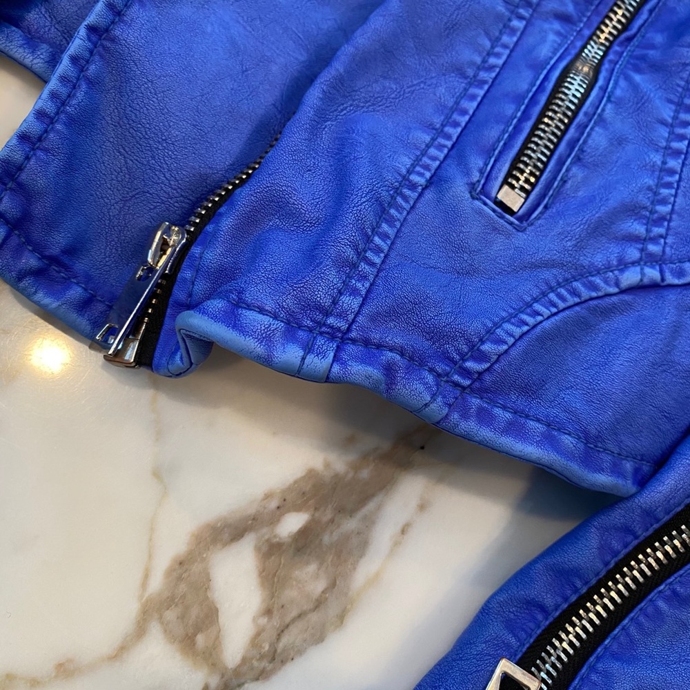 Blank NYC Electric Blue Leather Moto Jacket in medium - Picture 5 of 12